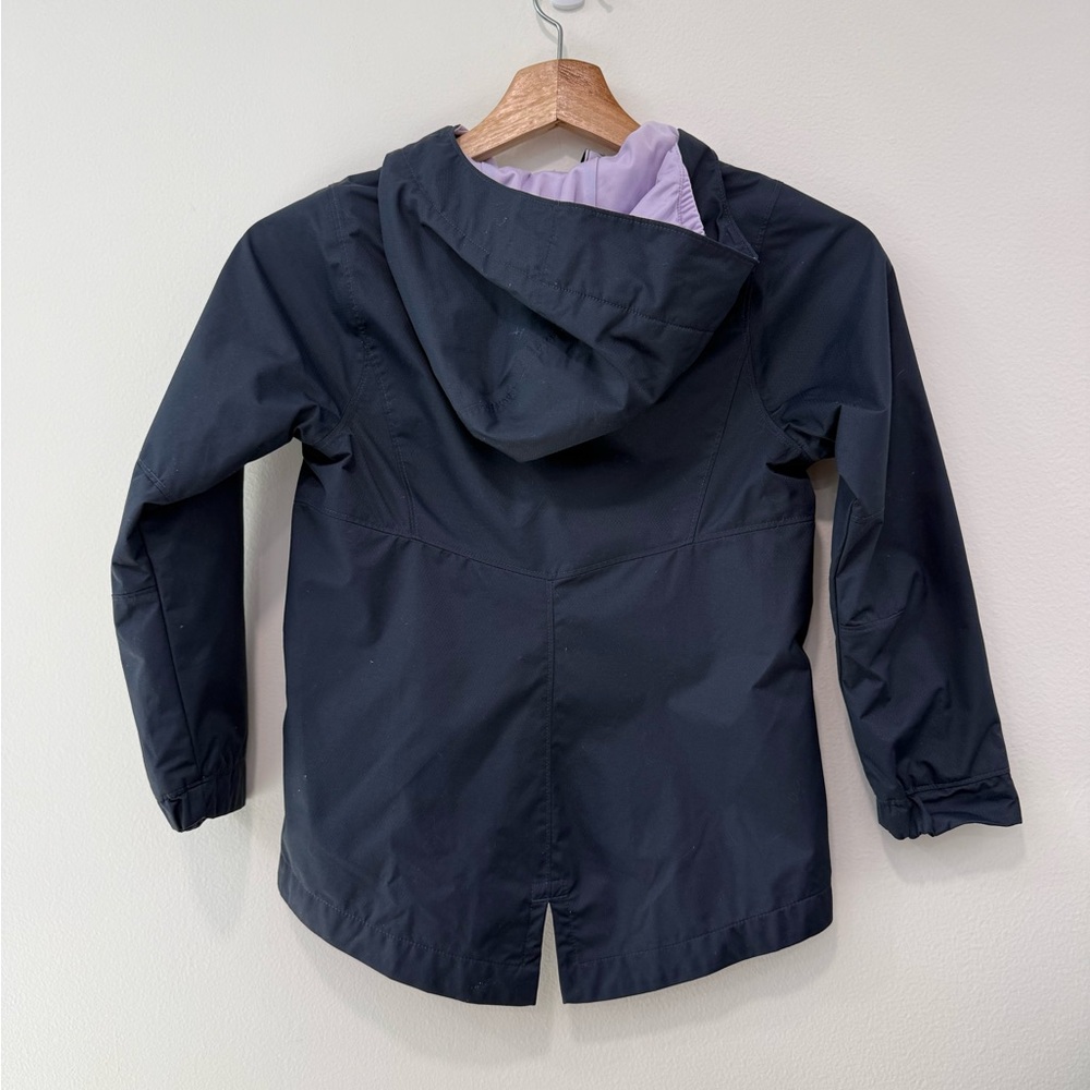 REI Kids Navy Raincoat with Light Purple Zipper - Picture 4 of 4